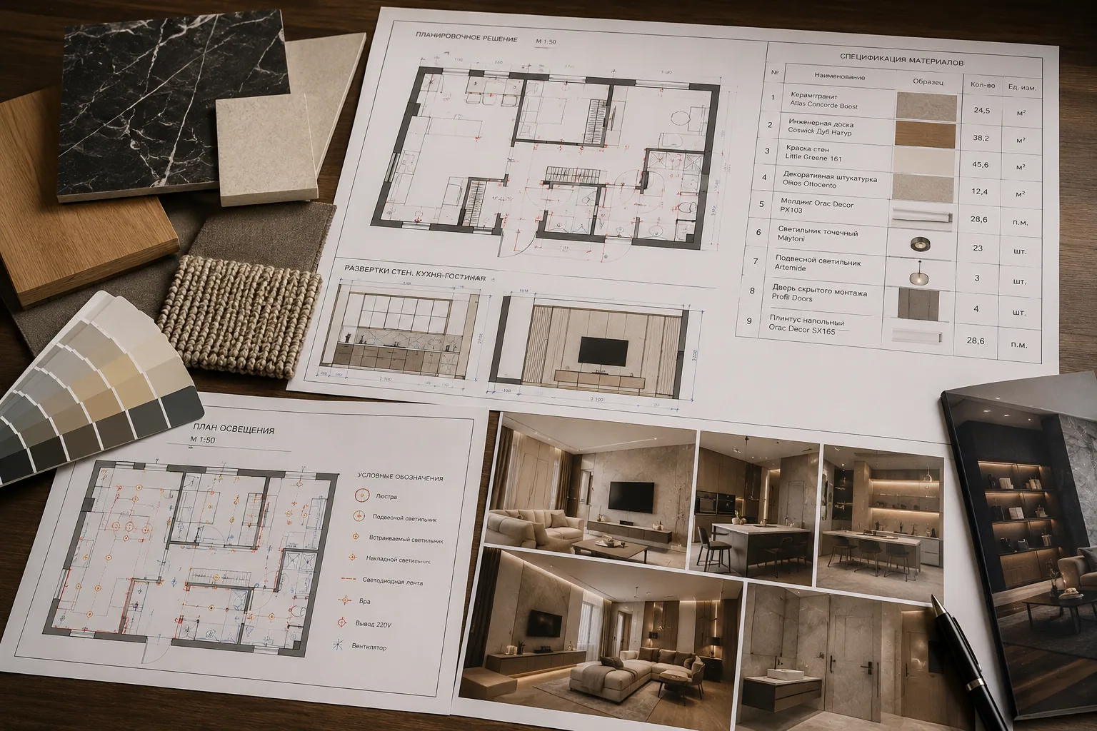 Working drawings and finish schedule