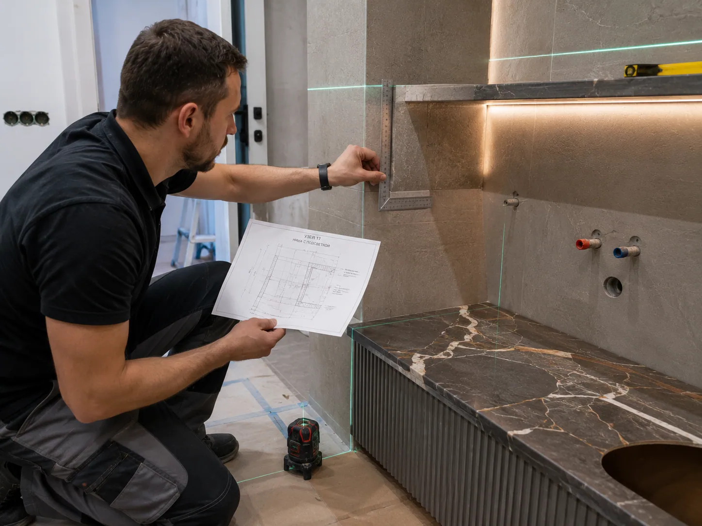 On-site material sample review