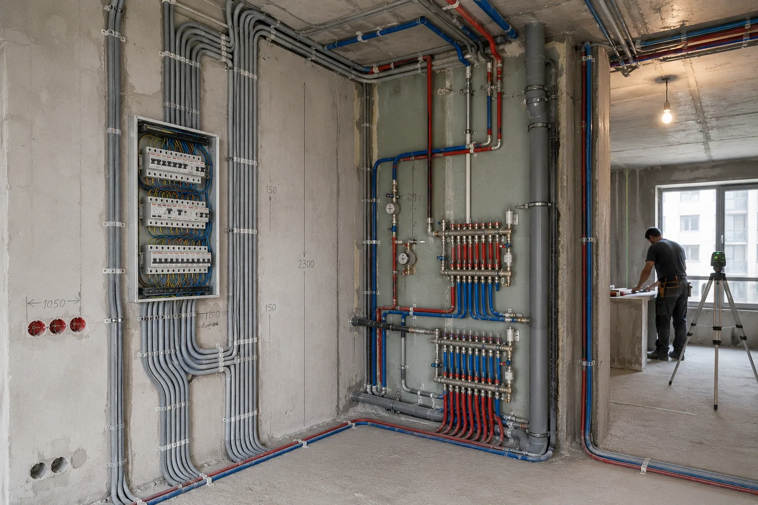 Building services before they are concealed