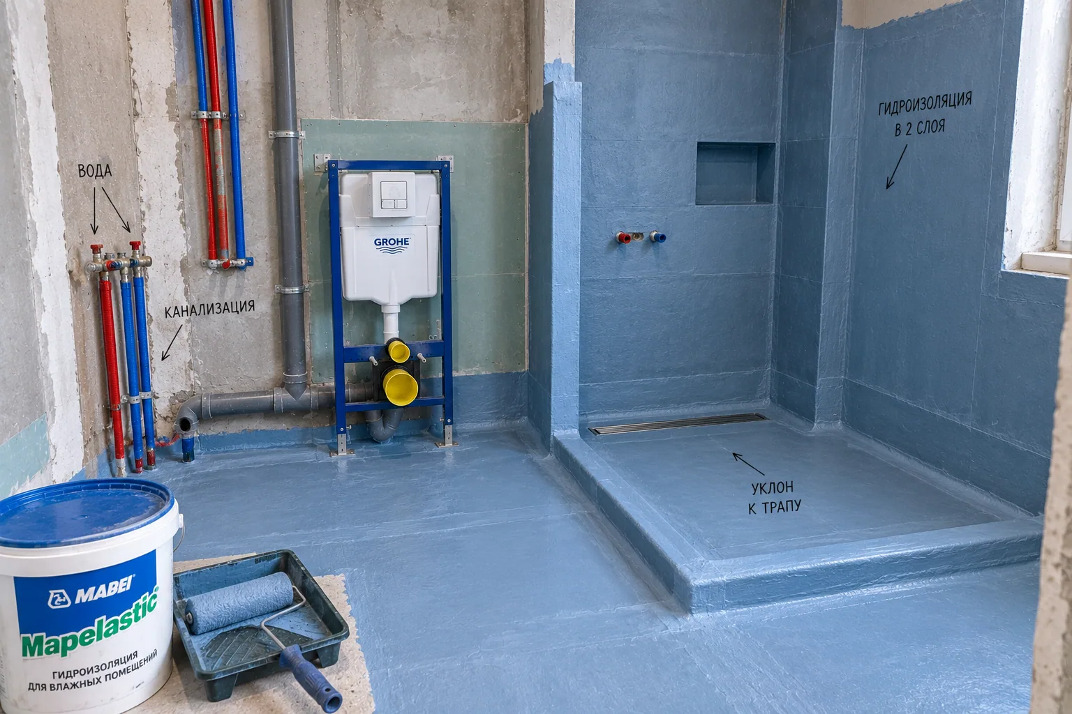 Prepared and waterproofed substrate