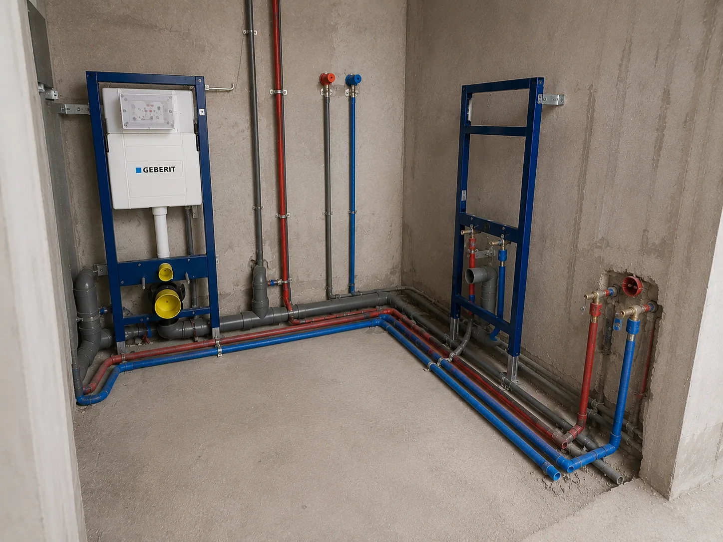 Plumbing outlets before concealment