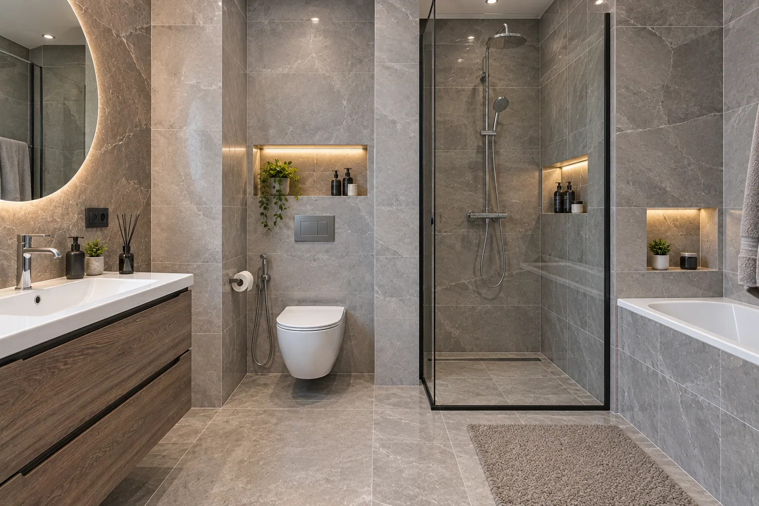 Completed bathroom tiling