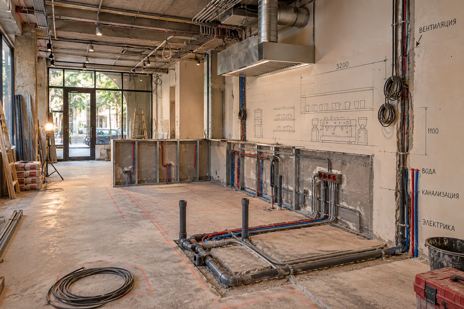 Renovation work in the coffee shop on Saryan Street