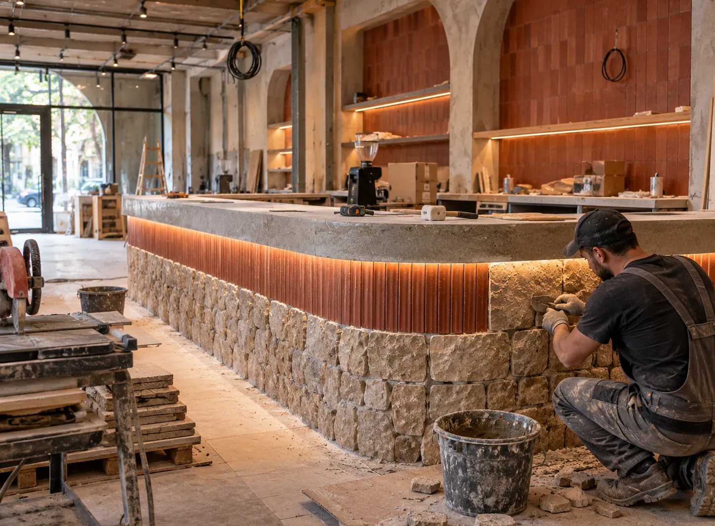 Renovation work in the coffee shop on Saryan Street